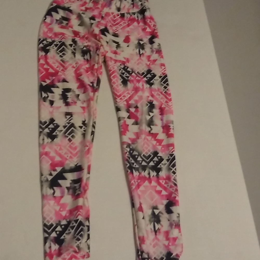 Justice pink and black leggings